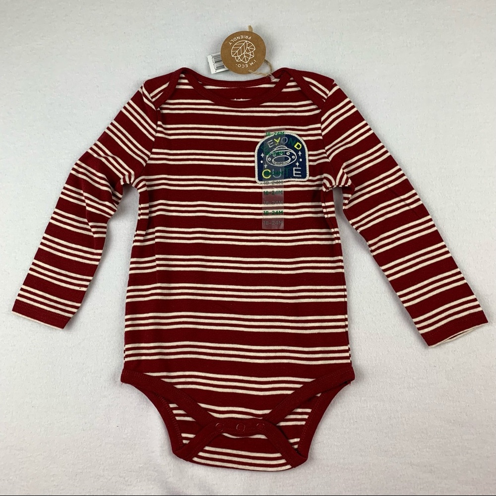 Dip Baby Boy Long Sleeve Striped Bodysuit 18-24M Spaceship Eco-Friendly Outfit